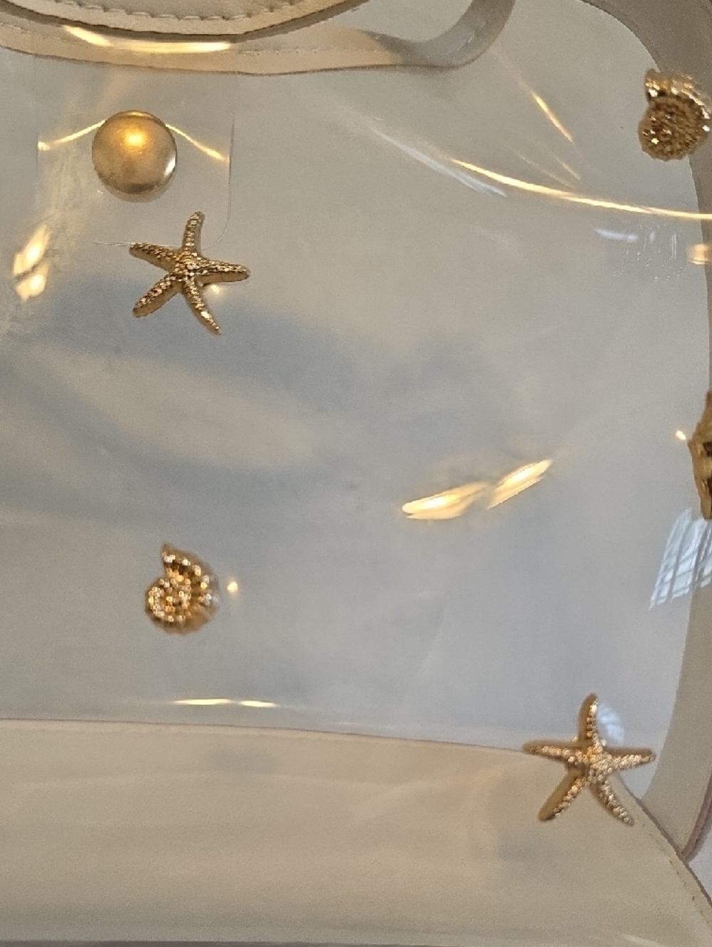 a new day Clear Tote with Gold Shell & Star Accents - Creme Trim - Picture 13 of 13